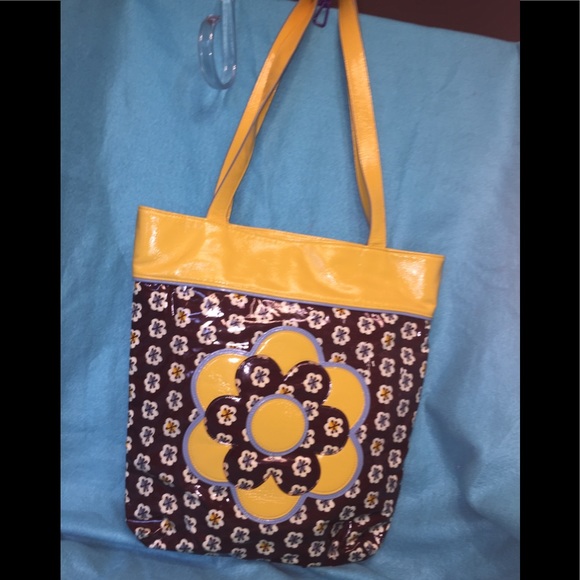 Vera Bradley’s Frills Design Tote / Brown & Yellow - Picture 1 of 7